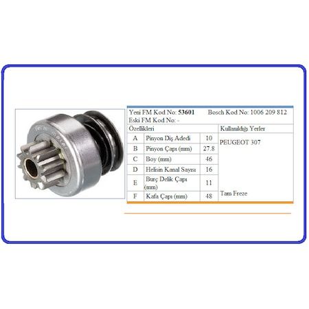 MARŞ DİŞLİ PEUGEOT 307 PARTNER BOSCH TİPİ 10 DİŞ