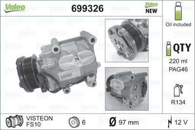 KLİMA KOMPRESÖRÜ FOCUS 1,6 16V 1,8 TDCI 98>04 CONNECT 1,8 TDCI 02>09 ESKİ MODEL | YS4H19D629AB YS4H19D629AC YS4H19D629AD