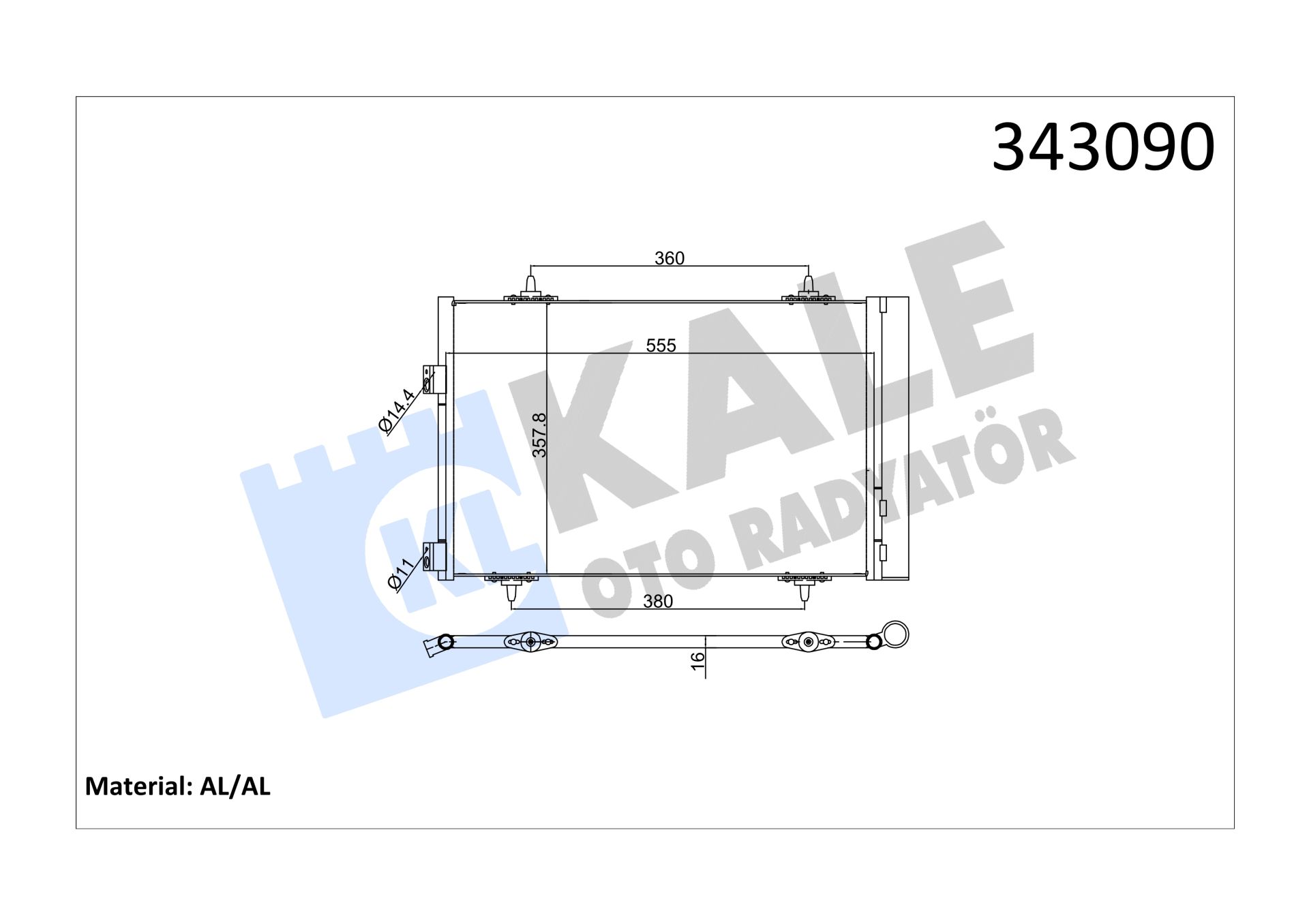 KLİMA RADYATÖRÜ PEUGEOT 508 CITROEN C5 III DV6C EP6C EP6CDT EP6DT ÖLÇÜ: 535X358X16 | 6455JA / 6455JC / 9684993080 / 9686085780