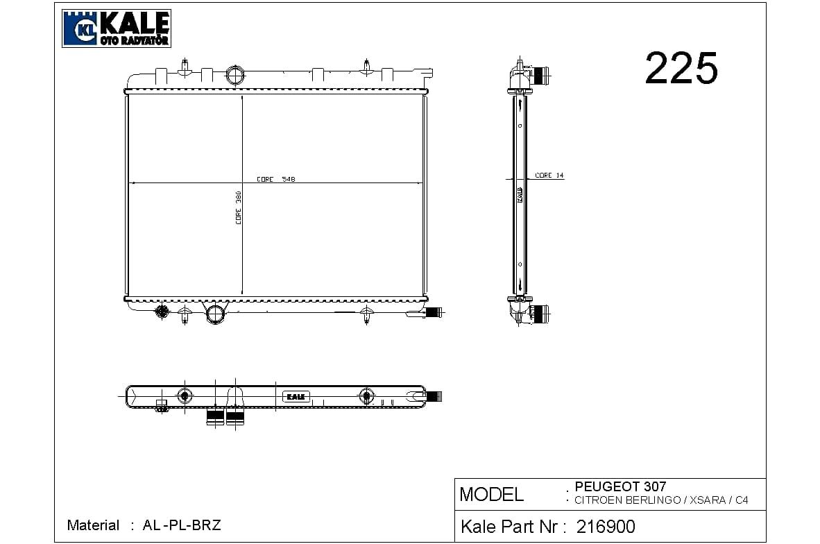 RADYATÖR MOTOR SU P.307 C4 1.6 16V DS4 XSARA II PARTNER BERLINGO II III P.308 PARTNER TEPE
