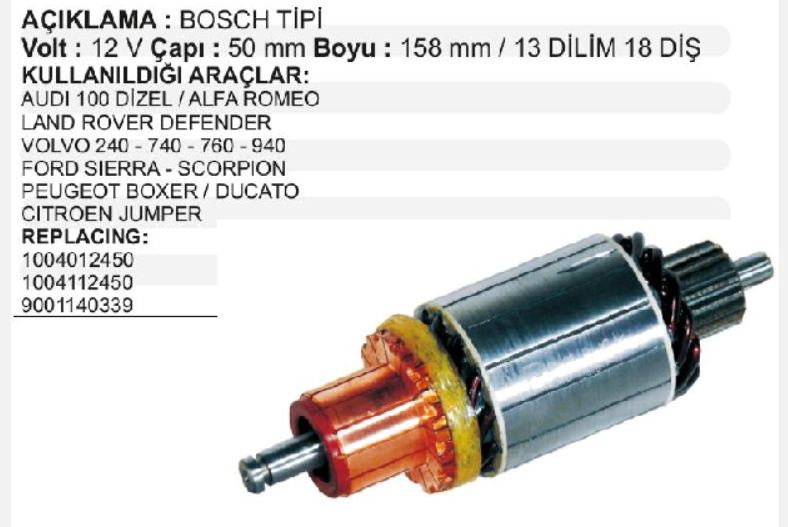MARŞ KOLLEKTÖRÜ FİAT DUCATO CİTROEN JUMPER PEUGEOT BOXER BOSCH TİP