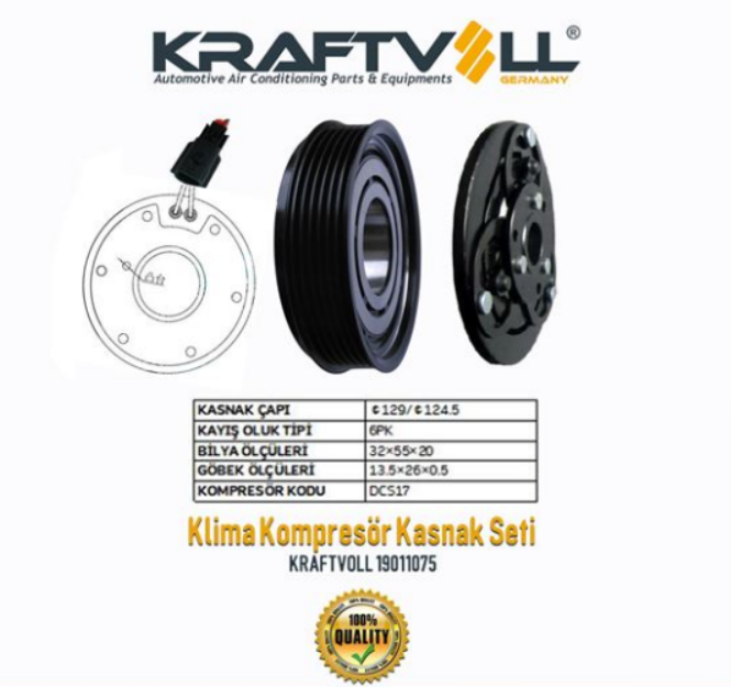 KLİMA KOMPRESÖR KASNAK SETİ DACIA LODGY SANDERO DUSTER 1.5 DCI K9K 08>