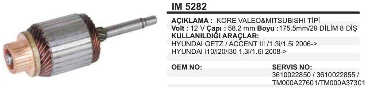 MARŞ KOLL. 12V KORE VALEO TİPİ BOY:175,5  DİLİM:29 KANAL 8 HYUNDAI ERA MANUEL & OTOMATİK VİTES ORJİNAL MARŞLARA GÖRE ACCENT III